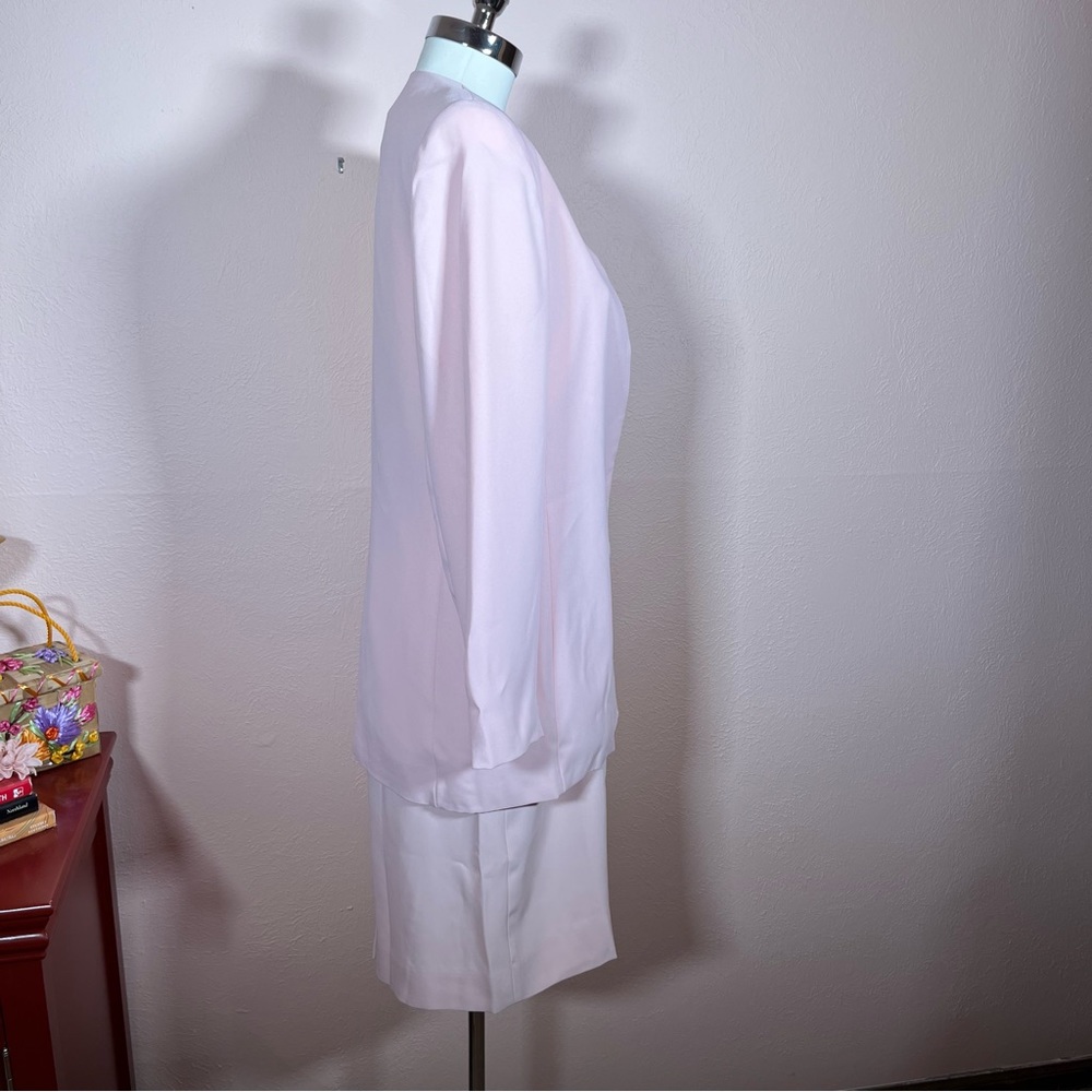 Vintage 1990 Liz Claiborne Pale Pink Sheath Dress Oversized Jacket Minimalist 8 - Picture 5 of 16